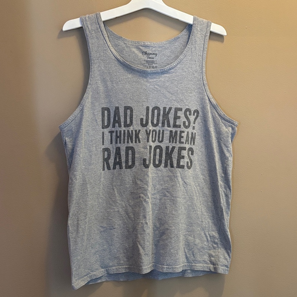 Graphic Gray Tank Top with Humorous Text
